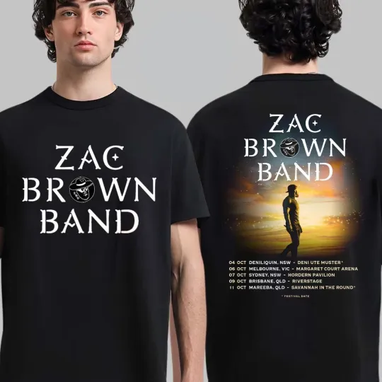 Discover Zac Brown Band 2025 Australia Tour On October Tour Dates List T-Shirt