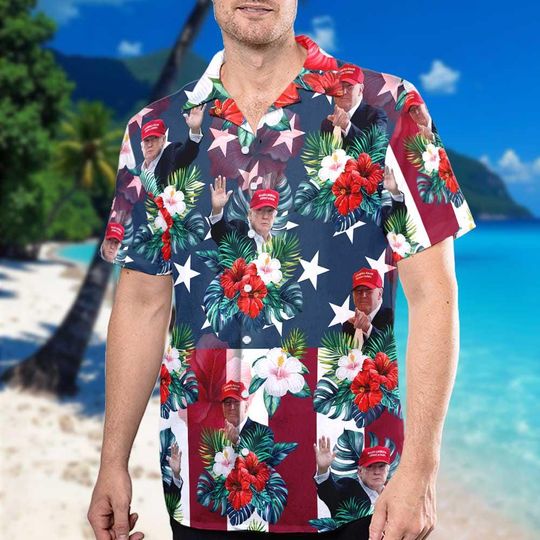 Discover Trump Make 4th July Great Again Hawaiian, Trump Patriotic July Fourth Shirt