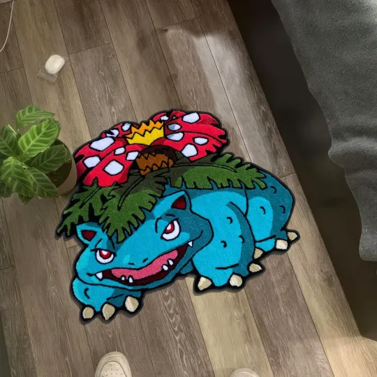 Discover Venusaur Poket mons Rug, Balbasaur Evolution Carpet, Anime Lover Gift Decor Mat