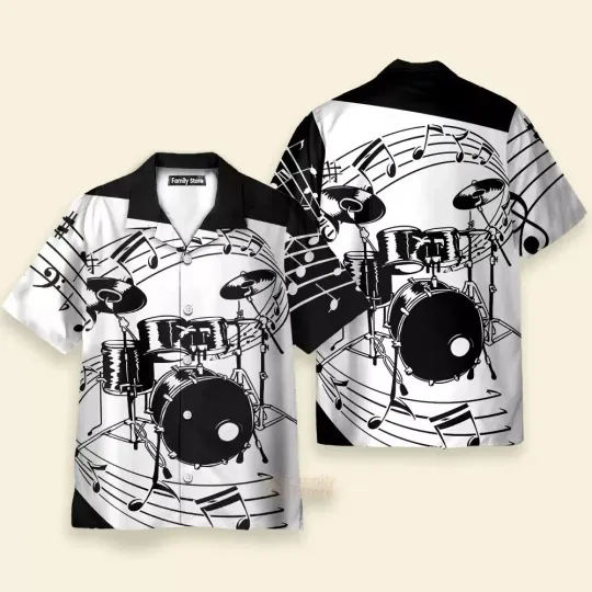 Discover Drums For Music Hawaiian Button Down Shirt Unisex Adults S-5xl 3D