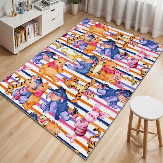 Discover Winniee the Poohh Cartoon Area Rug, Child's Room Mat, Nursery Decor, Gift for Kids