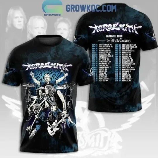 Discover Aerosmith The Farewell World Tour 2024 With Black Crowes Schedule 3D T Shirt