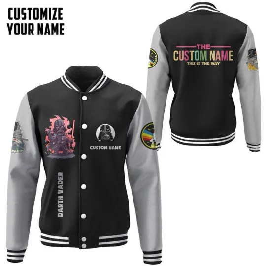 Discover Starr Warss 3D S.W Darthh Vaderr Custom Name Baseball Jacket