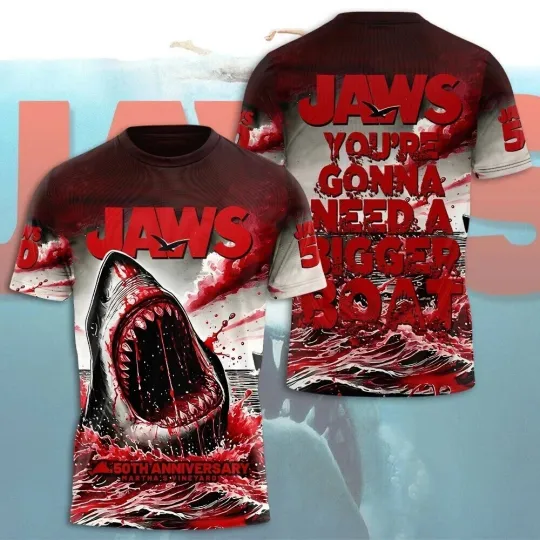 Discover Jaws 50Th Anniversary 3D All Over Printed T Shirt