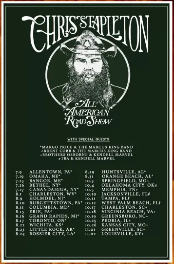 Discover Chris Stapleton All American Road Show 2019 Tour Poster