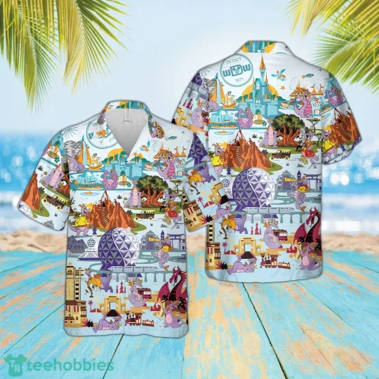 Discover Disneyyy Figment Hawaiian Button Down Shirt Unisex Adults S-5xl 3D