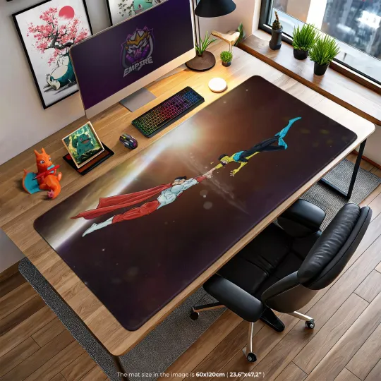 Discover Invincible vs Omni-Man Desk Mat - Epic Showdown Gaming Mouse Pad, Superhero Work