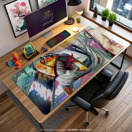 Discover Chainsaw Denji Action Mouse Pad - Bloody Chainsaw Devil Gaming Desk Mat