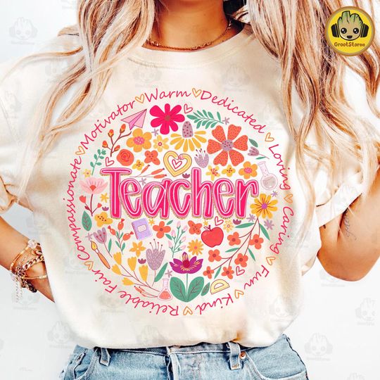 Discover Retro Floral Teacher Shirt, Teacher Shirt, Teacher Shirt