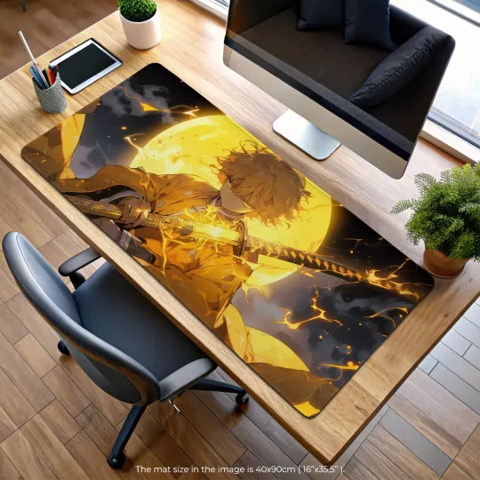 Discover demon zenittsu Mouse Pad, Thunder Breathing Desk Mat, Anime Gaming Accesso