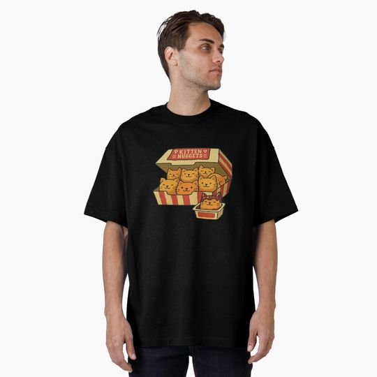 Discover Kitten Nuggets Funny Cat Food Parody Oversized T-Shirt