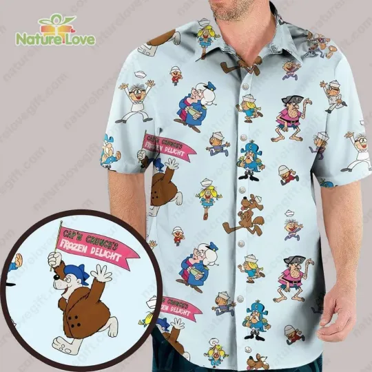 Discover Cap’n Crunch Peanutt Butter Crunch Cereal​ Characters Hawaiian Shirt