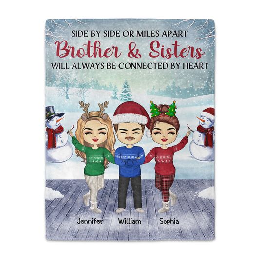 Discover Side By Side Or Miles Apart Sisters And Brothers, Best Friends - Christmas Gift - Personalized Blanket