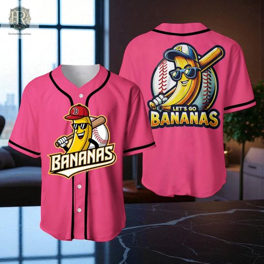 Discover Lets Go Banana Baseball Jersey, Funny Banana Mascot Shirt, Baseball Fan Tee, Banana Playing Baseball Shirt