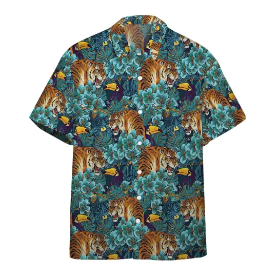 Discover 3D Tiger and Peacock Tropical Hawaii Shirt