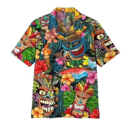 Discover 3D Tiki Tiki Awesome Hawaii Shirt