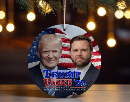 Discover Trump Vance 2025 Make America Great Again Republican Christmas Circle Ornament