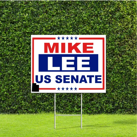 Discover Mike Lee Utah US Senate Red White Blue Large Yard Sign