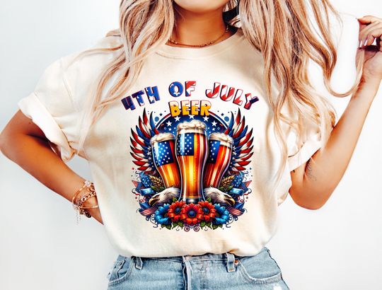 Discover 4th of July Beer Shirt, Patriotic Party Drinking Tee, USA Eagle and Flag Shirt