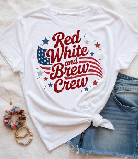 Discover Red White and Brew Crew Shirt, Memorial Day July 4th Ale, Beer Lovers July 4th Shirt