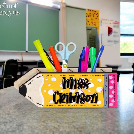 Discover Personalized Teacher Pencil Holder For Desk, Teacher Pencil Holder