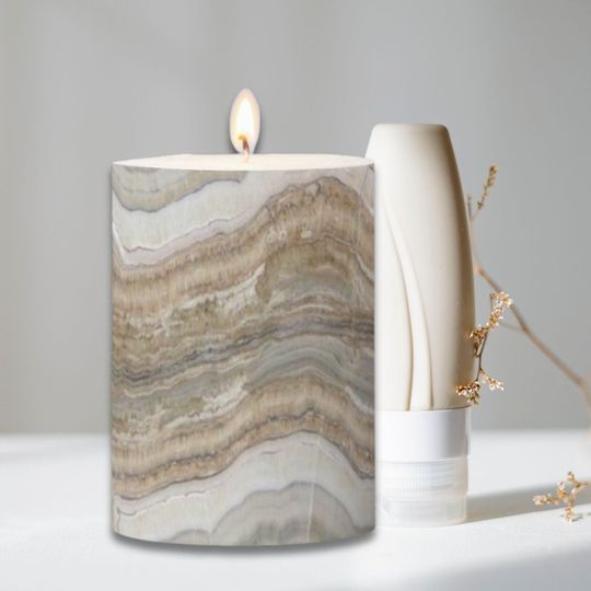 Discover minimalist scandinavian granite brown grey marble pillar candle