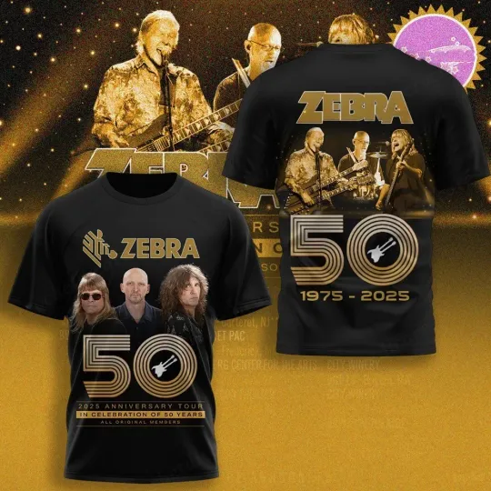 Discover ZEBRA 50th Anniversary Band Tour 1975 2025 Gift For Fan 3D T-Shirt