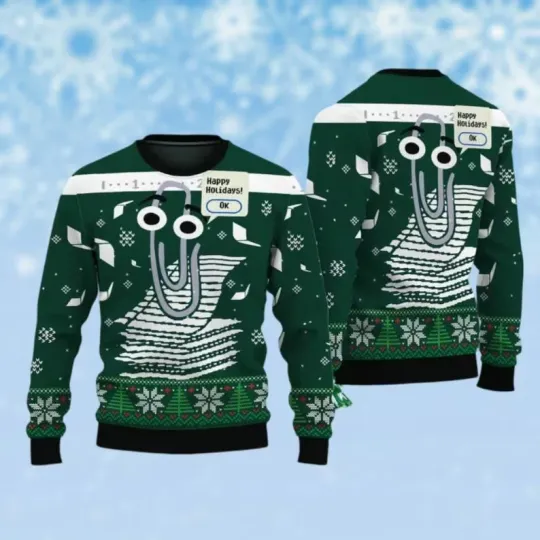 Discover BG Clippy Windows Ugly Christmas Sweater, Windows Shirt, Windows Ugly Christmas