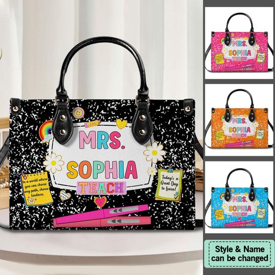 Discover Personalized Teacher Leather Handbag, Back To School Gift, First Day Of School