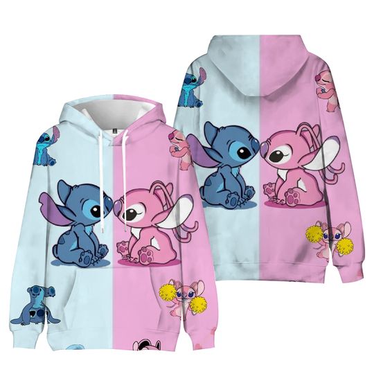 Discover Disneyyy Stitchh Cartoon Cute Loose Hooded