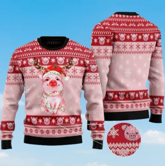 Discover Pig Santa Christmas Gift Ugly Christmas Sweater, Holiday Sweater, Vacation Gift