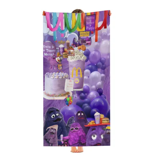 Discover Grimace Beach Towel  Quick Drying Microfiber Gift for Girls Boys