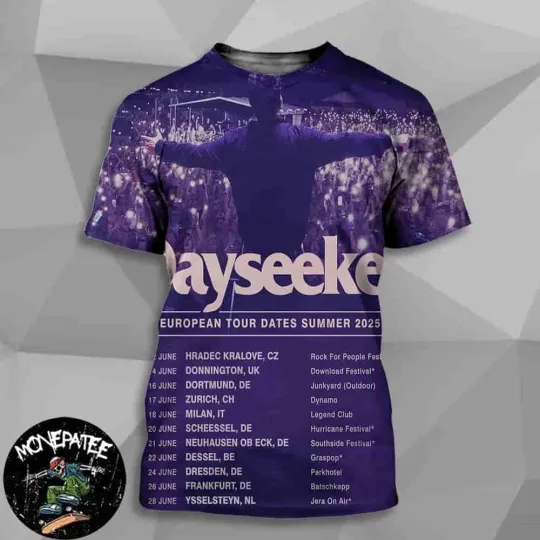 Discover Dayseeker European Summer Tour Dates 2025 Band Poster T-Shirt