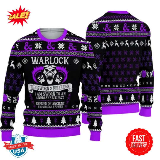 Discover Dnd Classes Warlock Ugly Sweater Christmas