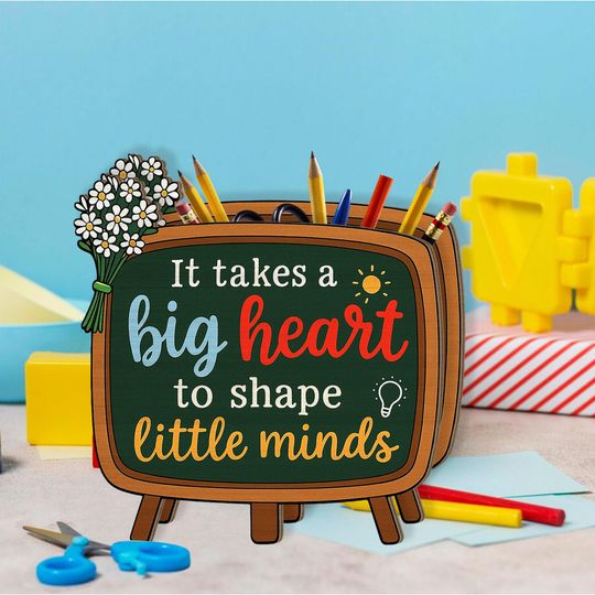 Discover Teacher Pencil Chalkboard Desk Holder Gift, Teacher Pencil Holder, Classroom Decor