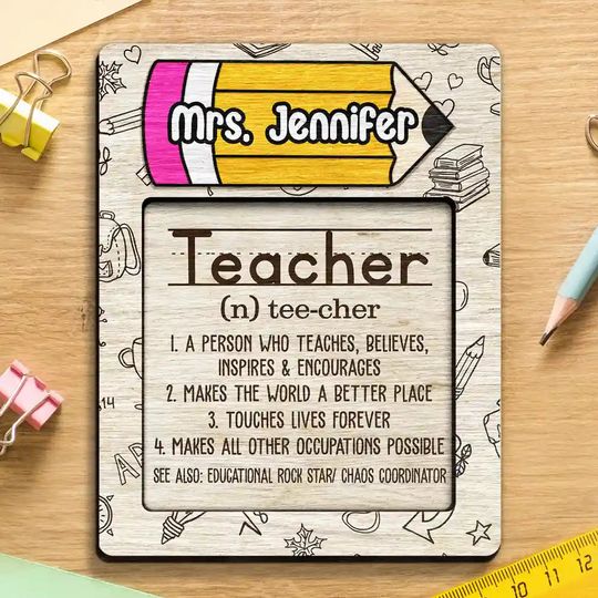 Discover World's Greatest Teacher Definition - Personalized Sticky Note Pad Holder