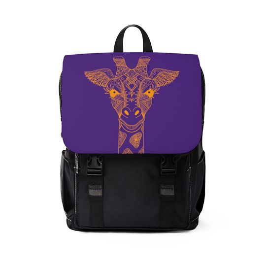 Discover Orange Mandala Giraffe Purple Flap Casual Shoulder Unisex Casual Shoulder Backpack