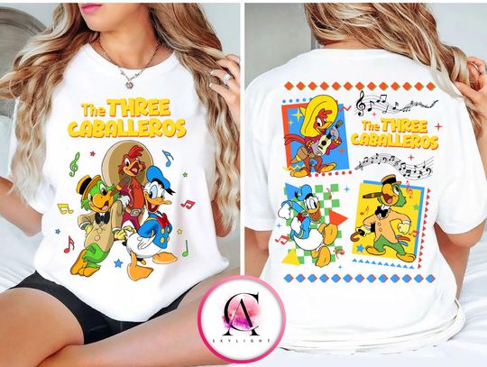 Discover 2-sided Disneyyy The Three Caballeros Shirt, Donald Duckk Jos Carioca Panchito Pistoles Shirt, Mexican Fiesta Party, Disneyyland Matching Tees