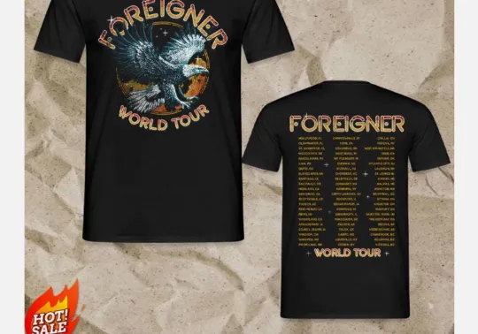 Discover Foreigner 2025 Eagle Wolrd Tour T-Shirt