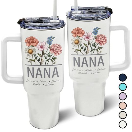 Discover Nana Grandma Mom Birth Flowers - Personalized 40oz Tumbler With Straw