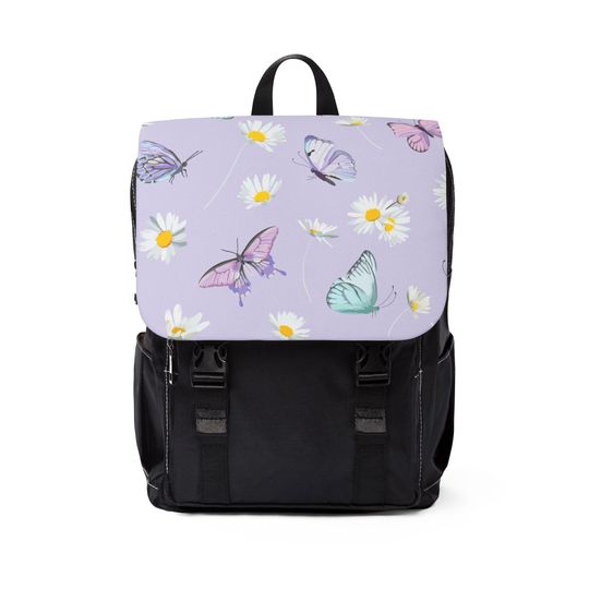 Discover Floral Butterfly Unisex Casual Shoulder Backpack