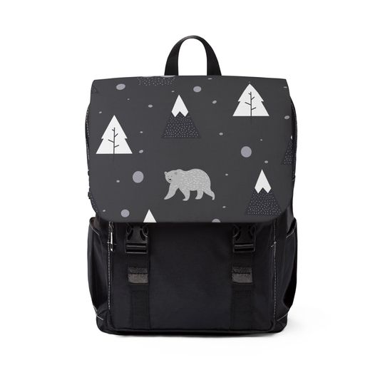 Discover Adventure Bear Print Casual Shoulder Backpack for Hiking, Travel, School, and Outdoor