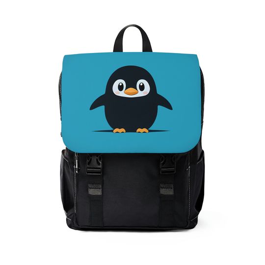 Discover Blue Chibi Penguin Casual Shoulder Backpack
