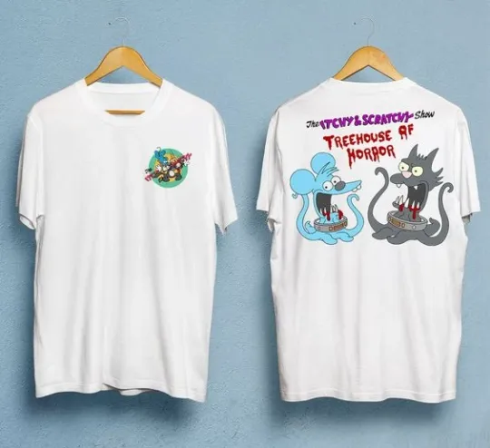 Discover Itchy and Scratchy Treehouse of Horror T-Shirt 2 Sided