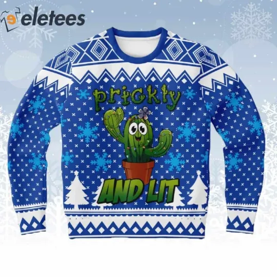 Discover Cactus Prickly and Lit Ugly Christmas Sweater Unique Holiday Cactus Gift