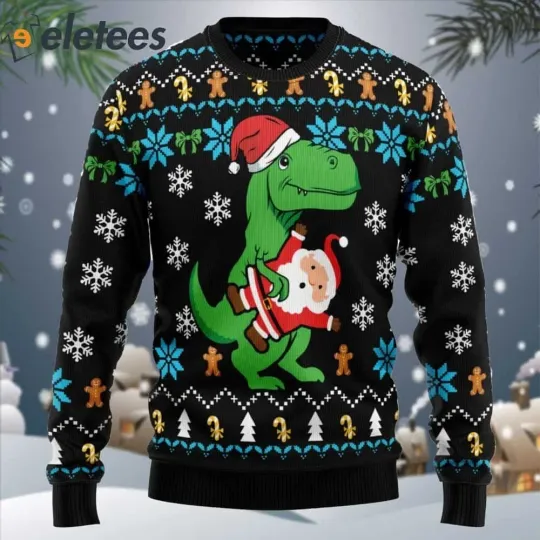 Discover Dinosaur Ugly Christmas Sweater Perfect Gift for Dinosaur Enthusiasts