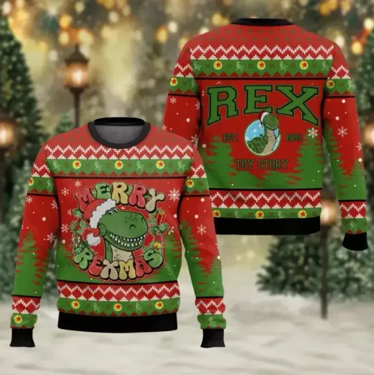 Discover BG Merry Rexmas Ugly Christmas Sweater, Dinosaur Rexmas Sweatshirt