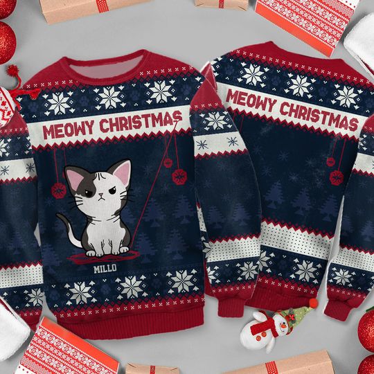 Discover Merry Christmas - Personalized Cat Ugly Sweater