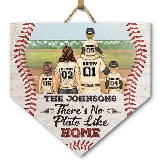 Discover There's No Plate Like Home - Gift For Family, Baseball, Softball Fans - Custom Shaped Wood Sign
