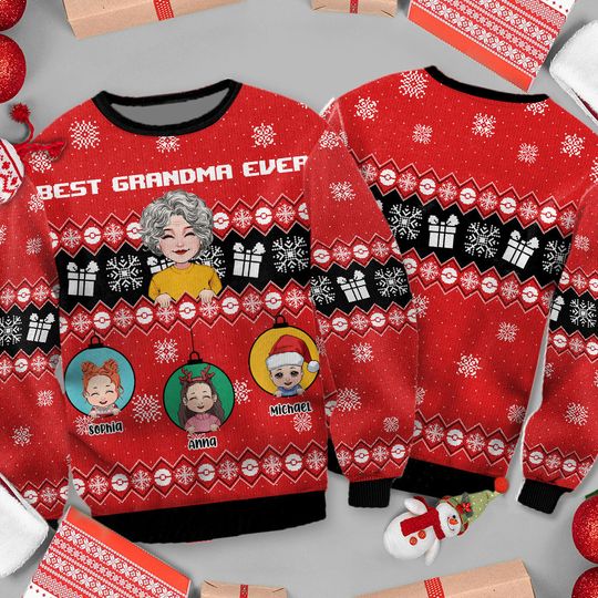 Discover Best Grandma Ever - Personalized Grandma Ugly Sweater